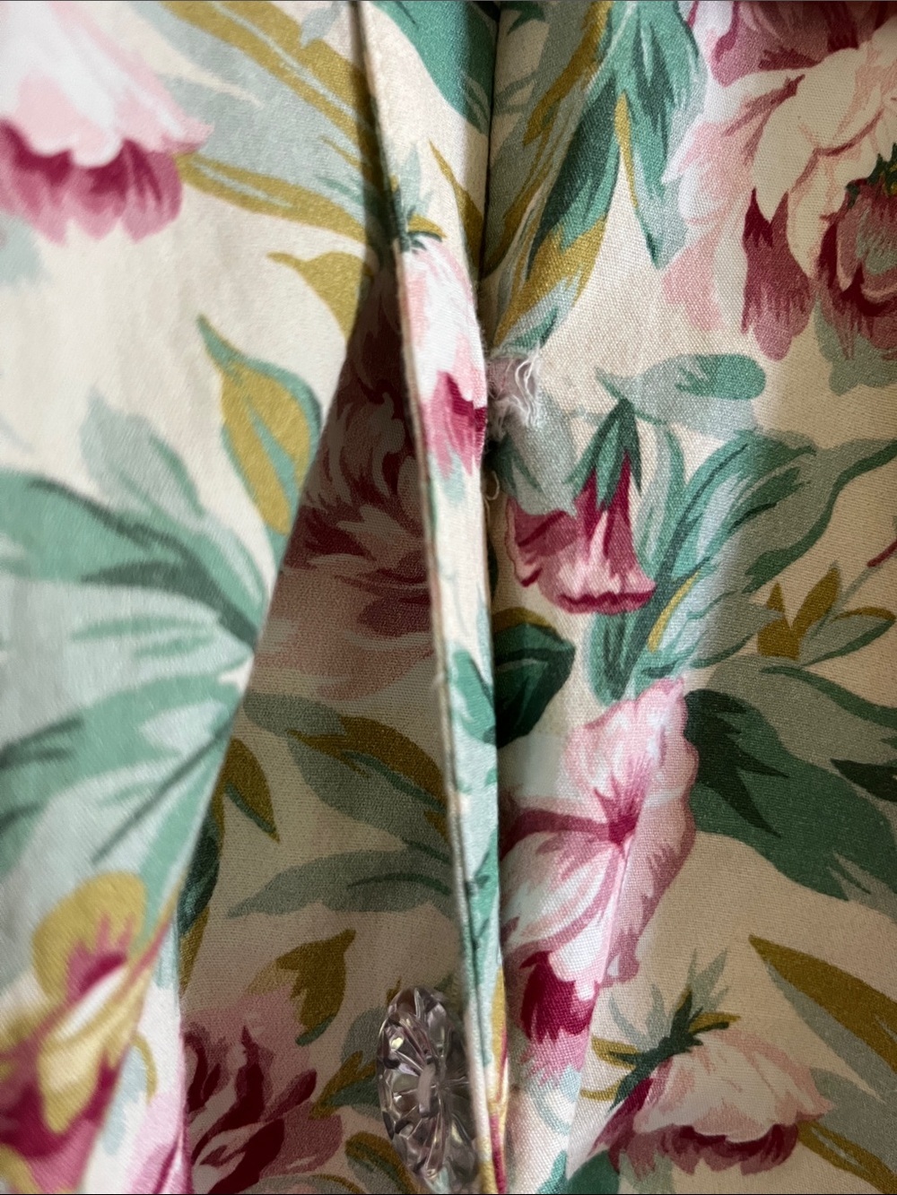 ASOS Puff Sleeve Floral Button-Front Midi Dress in Pink, Green & Cream - Picture 14 of 16